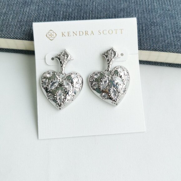 Kendra Scott Jewelry - Kendra Scott Holland Silver Heart Earrings | White CZ